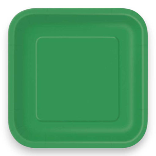 Picture of PAPER PLATES SQUARE EMERALD GREEN - 18 PACK